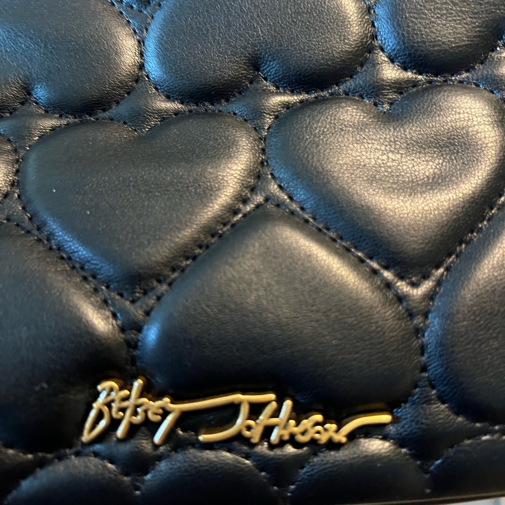 Betsey Johnson Black Heart Quilted Clutch